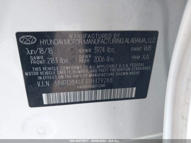 Photo 8 VIN: 5NPD84LF3JH379288 - HYUNDAI ELANTRA 