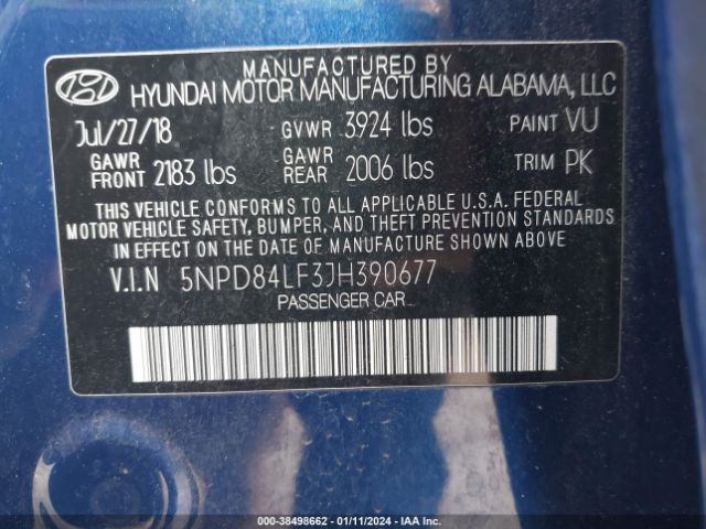 Photo 8 VIN: 5NPD84LF3JH390677 - HYUNDAI ELANTRA 