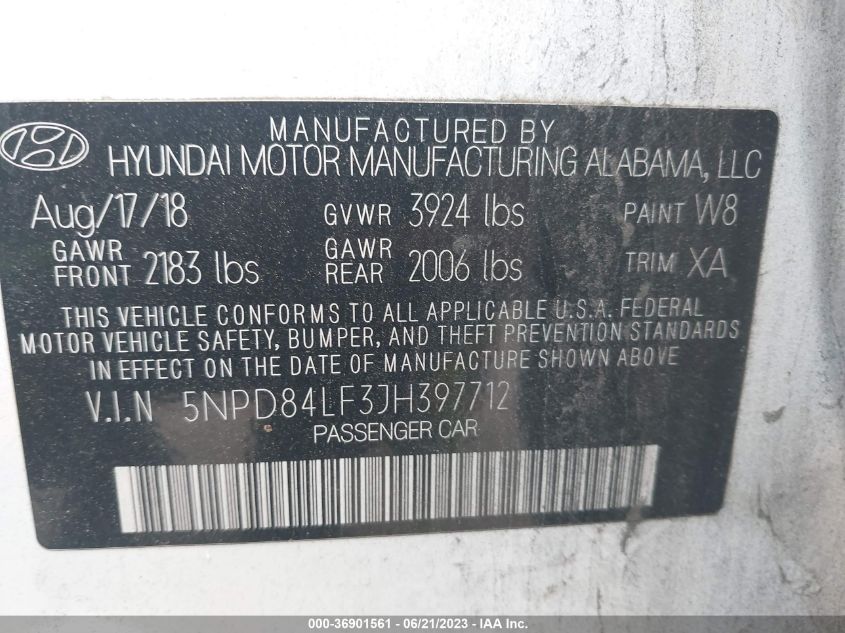 Photo 8 VIN: 5NPD84LF3JH397712 - HYUNDAI ELANTRA 