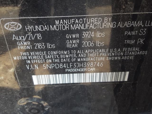 Photo 9 VIN: 5NPD84LF3JH398746 - HYUNDAI ELANTRA 