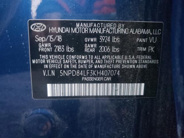 Photo 9 VIN: 5NPD84LF3KH407074 - HYUNDAI ELANTRA 