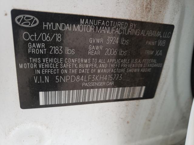 Photo 9 VIN: 5NPD84LF3KH415773 - HYUNDAI ELANTRA SE 