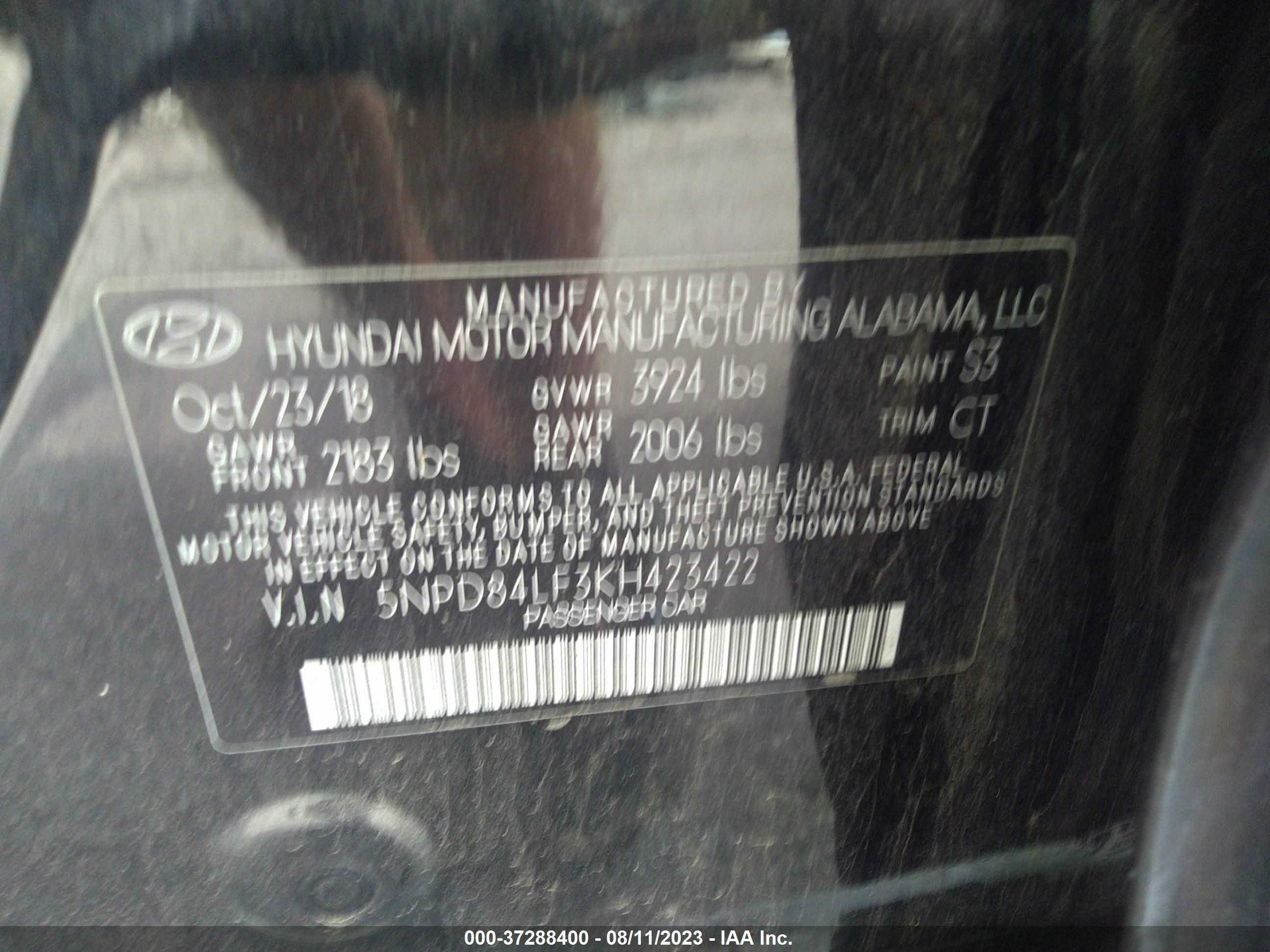 Photo 8 VIN: 5NPD84LF3KH423422 - HYUNDAI ELANTRA 