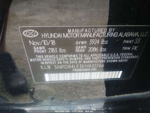 Photo 8 VIN: 5NPD84LF3KH432766 - HYUNDAI ELANTRA 