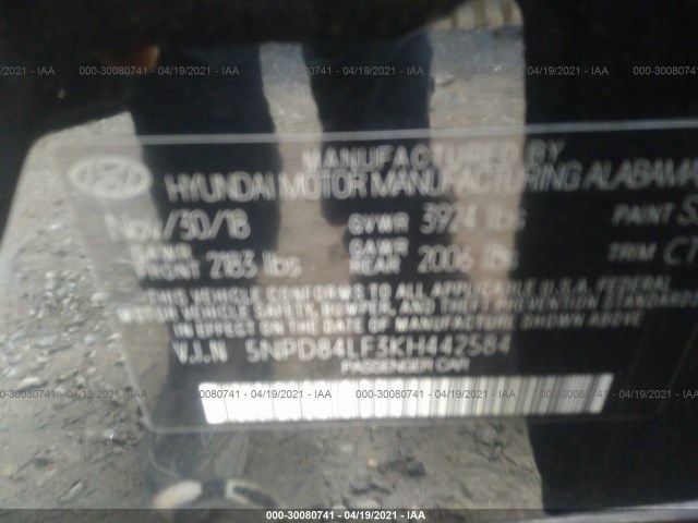 Photo 8 VIN: 5NPD84LF3KH442584 - HYUNDAI ELANTRA 