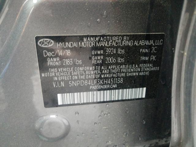 Photo 9 VIN: 5NPD84LF3KH451138 - HYUNDAI ELANTRA SE 