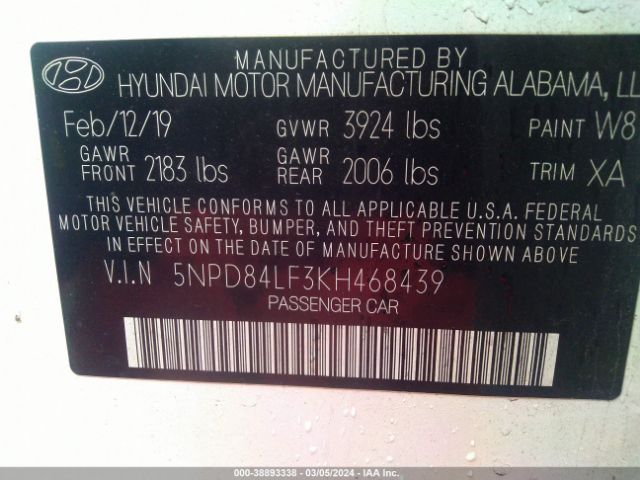 Photo 8 VIN: 5NPD84LF3KH468439 - HYUNDAI ELANTRA 