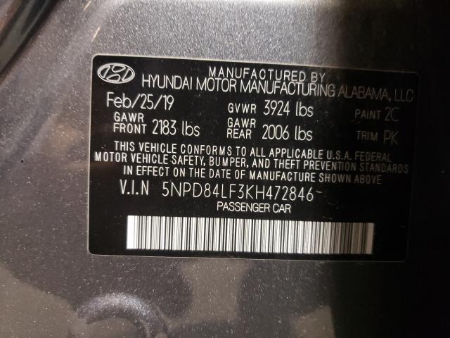 Photo 9 VIN: 5NPD84LF3KH472846 - HYUNDAI ELANTRA SE 