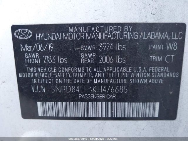 Photo 8 VIN: 5NPD84LF3KH476685 - HYUNDAI ELANTRA 