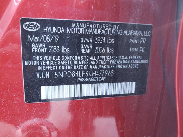 Photo 12 VIN: 5NPD84LF3KH477965 - HYUNDAI ELANTRA 