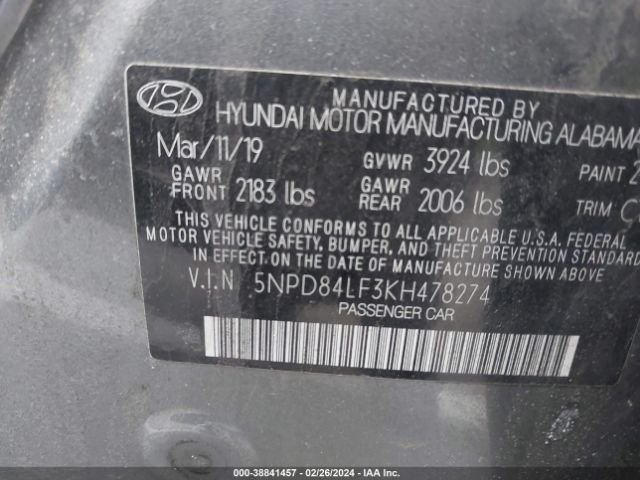 Photo 8 VIN: 5NPD84LF3KH478274 - HYUNDAI ELANTRA 