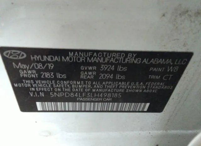 Photo 8 VIN: 5NPD84LF3LH498185 - HYUNDAI ELANTRA 