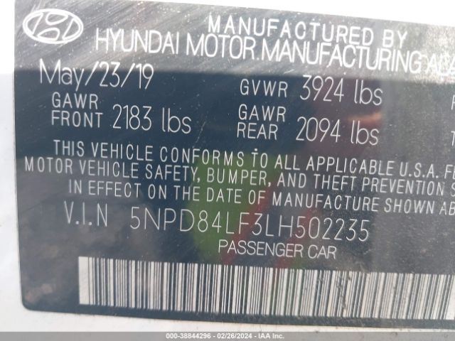 Photo 8 VIN: 5NPD84LF3LH502235 - HYUNDAI ELANTRA 