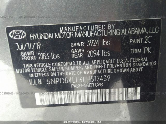 Photo 8 VIN: 5NPD84LF3LH512439 - HYUNDAI ELANTRA 