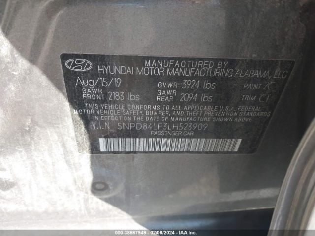 Photo 8 VIN: 5NPD84LF3LH523909 - HYUNDAI ELANTRA 