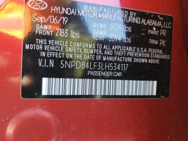 Photo 9 VIN: 5NPD84LF3LH534117 - HYUNDAI ELANTRA SE 