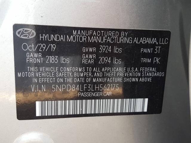 Photo 9 VIN: 5NPD84LF3LH562175 - HYUNDAI ELANTRA SE 