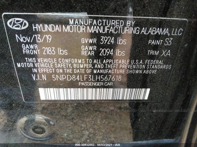 Photo 8 VIN: 5NPD84LF3LH567618 - HYUNDAI ELANTRA 