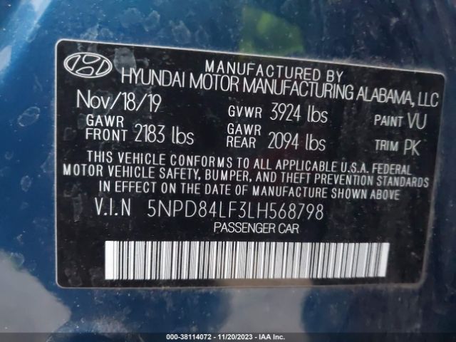 Photo 8 VIN: 5NPD84LF3LH568798 - HYUNDAI ELANTRA 