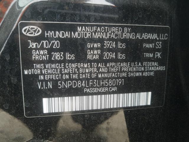 Photo 9 VIN: 5NPD84LF3LH580191 - HYUNDAI ELANTRA SE 