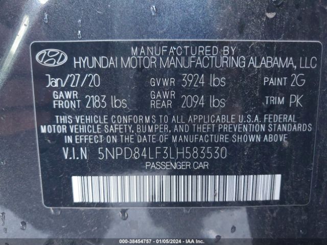 Photo 8 VIN: 5NPD84LF3LH583530 - HYUNDAI ELANTRA 