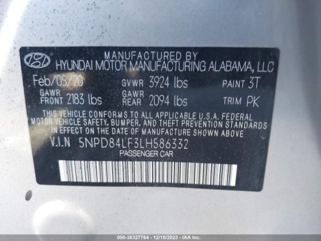 Photo 8 VIN: 5NPD84LF3LH586332 - HYUNDAI ELANTRA 