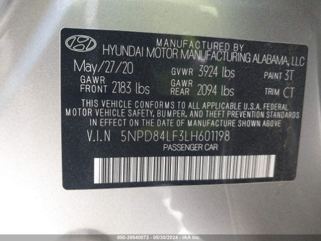 Photo 8 VIN: 5NPD84LF3LH601198 - HYUNDAI ELANTRA 