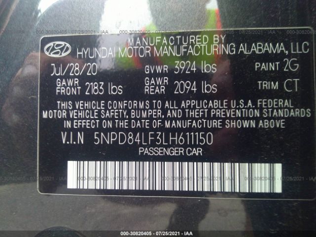 Photo 8 VIN: 5NPD84LF3LH611150 - HYUNDAI ELANTRA 