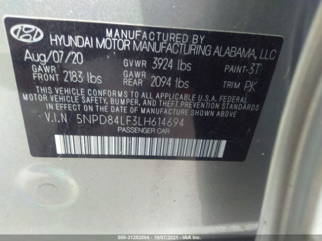 Photo 8 VIN: 5NPD84LF3LH614694 - HYUNDAI ELANTRA 