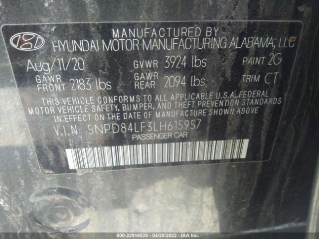 Photo 8 VIN: 5NPD84LF3LH615957 - HYUNDAI ELANTRA 