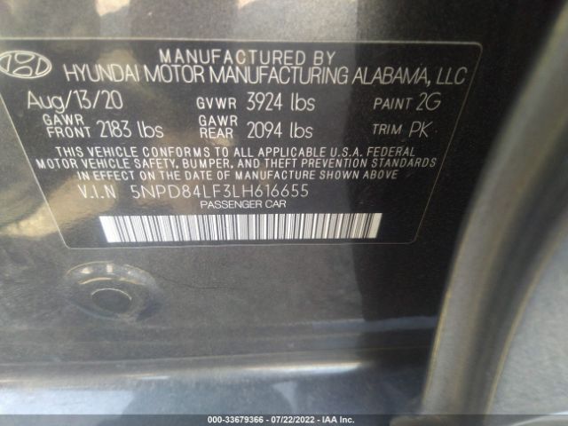 Photo 8 VIN: 5NPD84LF3LH616655 - HYUNDAI ELANTRA 