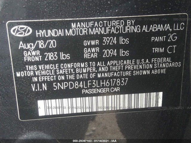 Photo 8 VIN: 5NPD84LF3LH617837 - HYUNDAI ELANTRA 