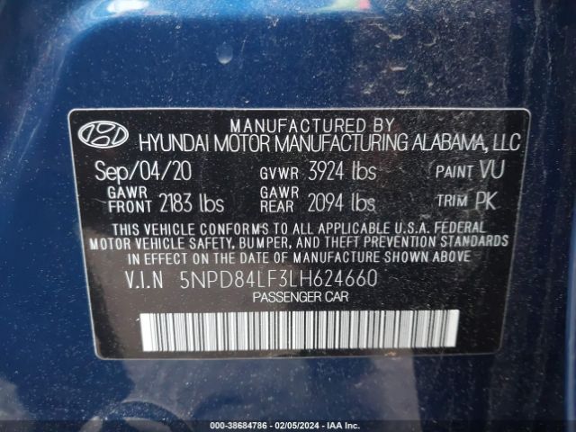 Photo 8 VIN: 5NPD84LF3LH624660 - HYUNDAI ELANTRA 