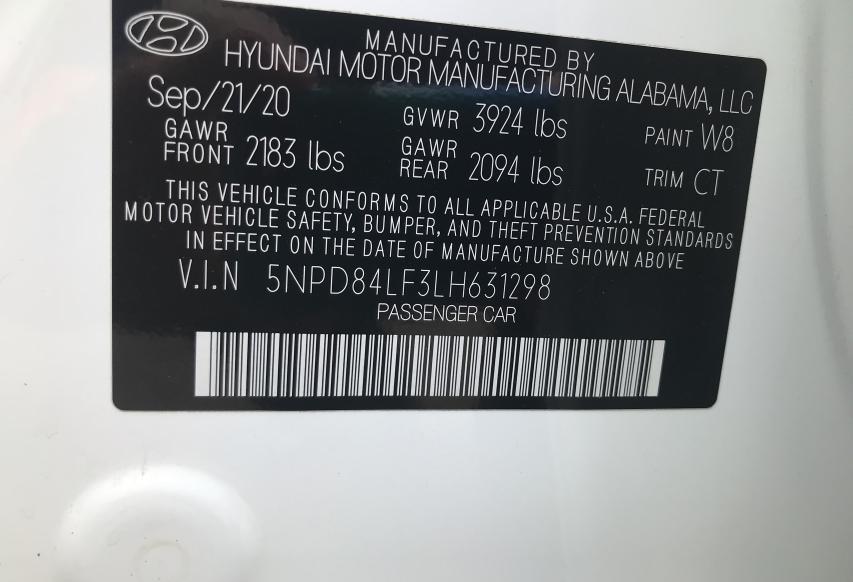 Photo 9 VIN: 5NPD84LF3LH631298 - HYUNDAI ELANTRA SE 