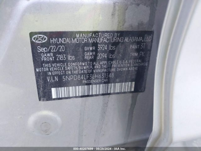 Photo 8 VIN: 5NPD84LF3LH631348 - HYUNDAI ELANTRA 