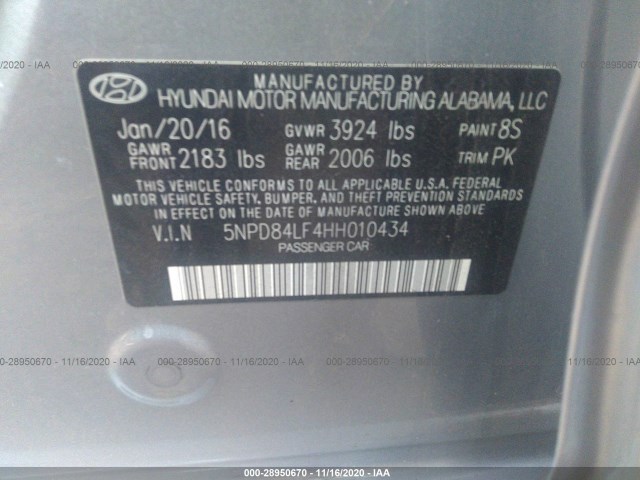 Photo 8 VIN: 5NPD84LF4HH010434 - HYUNDAI ELANTRA 