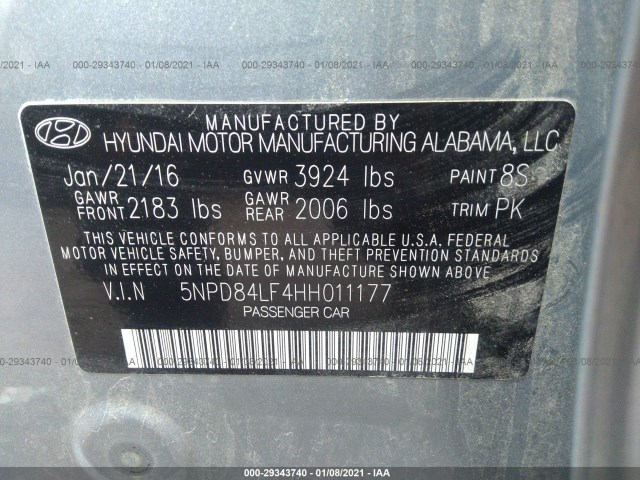 Photo 8 VIN: 5NPD84LF4HH011177 - HYUNDAI ELANTRA 