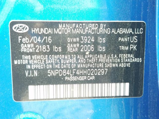 Photo 9 VIN: 5NPD84LF4HH020297 - HYUNDAI ELANTRA SE 