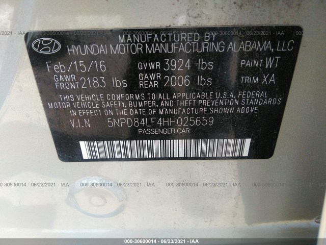 Photo 8 VIN: 5NPD84LF4HH025659 - HYUNDAI ELANTRA 