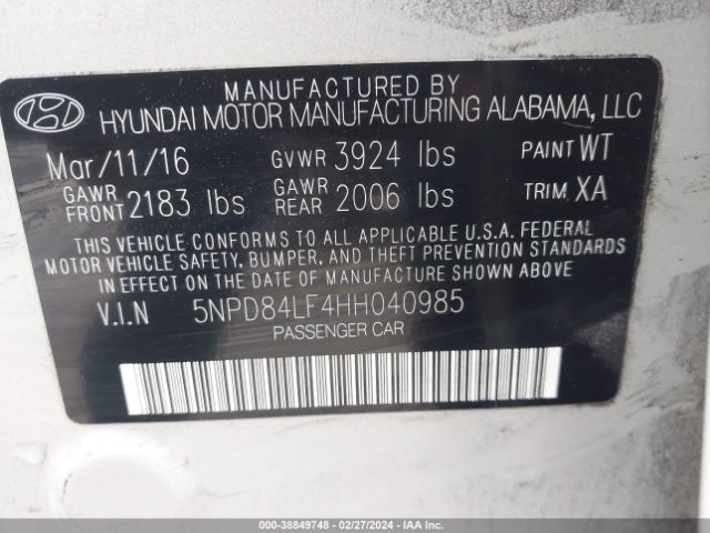 Photo 8 VIN: 5NPD84LF4HH040985 - HYUNDAI ELANTRA 