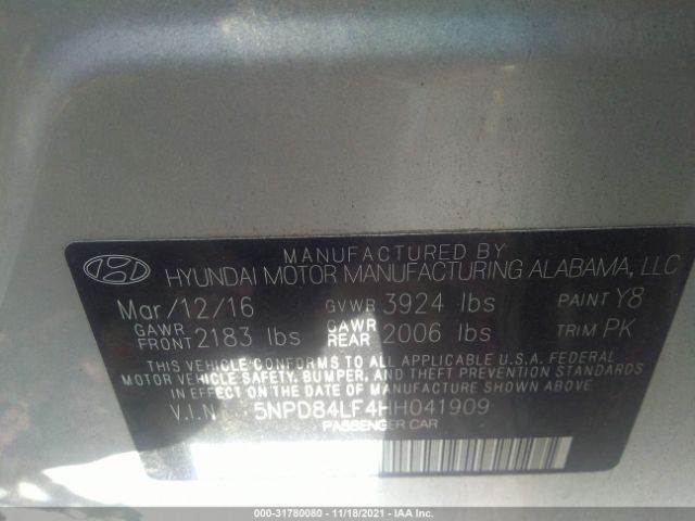 Photo 8 VIN: 5NPD84LF4HH041909 - HYUNDAI ELANTRA 