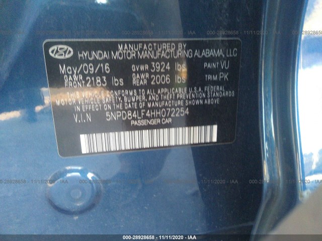 Photo 8 VIN: 5NPD84LF4HH072254 - HYUNDAI ELANTRA 