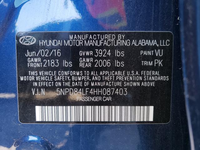 Photo 9 VIN: 5NPD84LF4HH087403 - HYUNDAI ELANTRA SE 