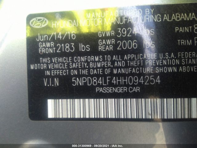 Photo 8 VIN: 5NPD84LF4HH094254 - HYUNDAI ELANTRA 