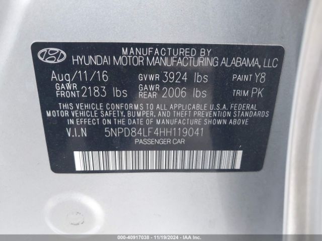 Photo 8 VIN: 5NPD84LF4HH119041 - HYUNDAI ELANTRA 