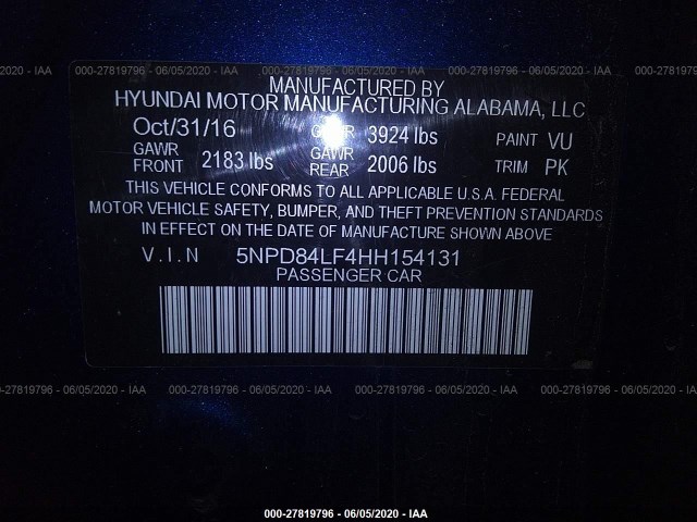 Photo 8 VIN: 5NPD84LF4HH154131 - HYUNDAI ELANTRA 