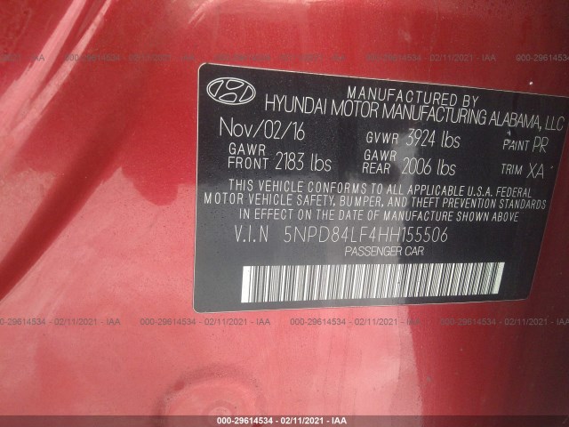 Photo 8 VIN: 5NPD84LF4HH155506 - HYUNDAI ELANTRA 