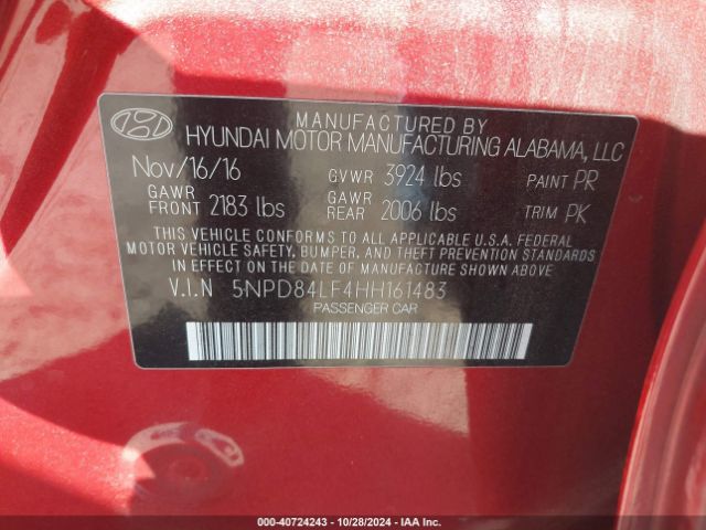 Photo 8 VIN: 5NPD84LF4HH161483 - HYUNDAI ELANTRA 