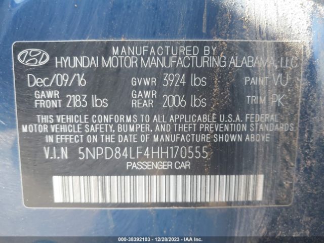 Photo 8 VIN: 5NPD84LF4HH170555 - HYUNDAI ELANTRA 