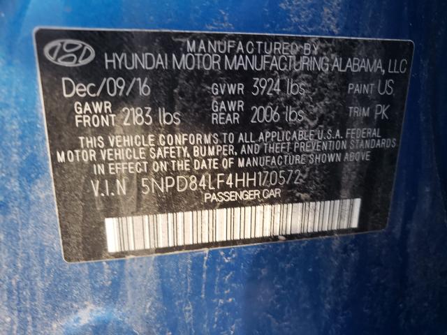 Photo 9 VIN: 5NPD84LF4HH170572 - HYUNDAI ELANTRA SE 